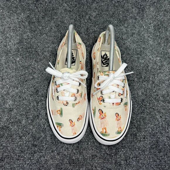 Vans‎ Sneakers Women's 7 Cream Aloha Hula Girls Low Lace Up Athletic Skate Shoes - Picture 3 of 13